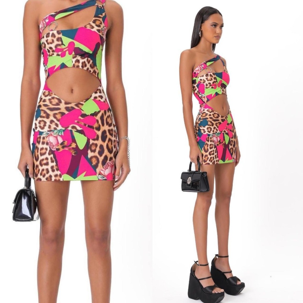 The kript leopard color block dress
